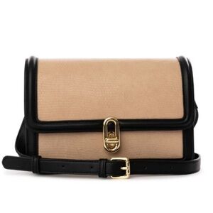 NWT Jules Kae Mia Bag Black Taupe Blush Crossbody Faux Leather Turnlock Anthro